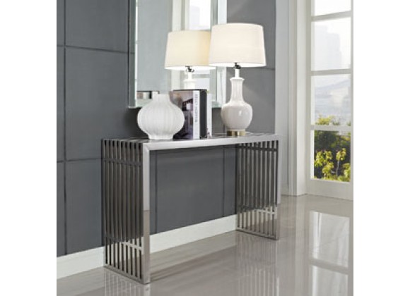 Modway Gridiron Console Table in Silver Modway Brands Home