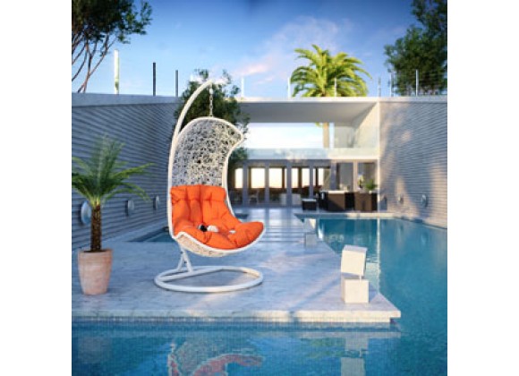 Modway Endow Swing Lounge Chair in White Orange