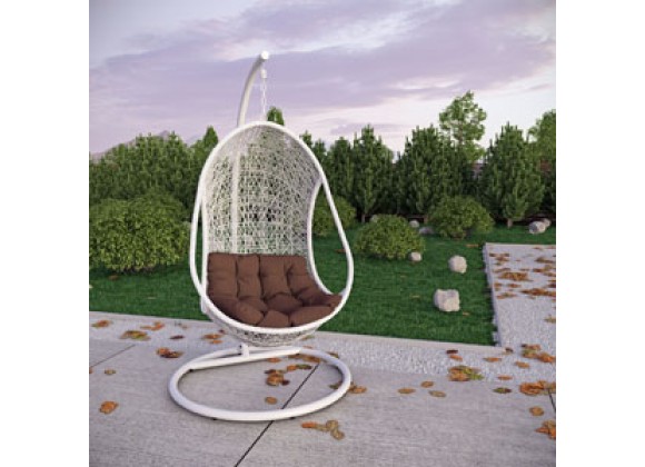Modway Bestow Swing Lounge Chair in White Brown