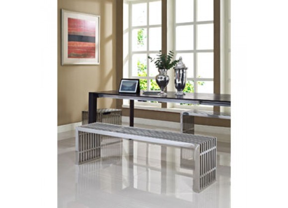Modway Gridiron Benches Set of 3 in Silver