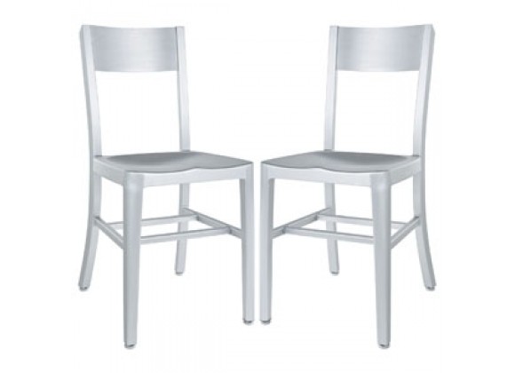 Modway Milan Dining Chairs Set of 2 in Silver