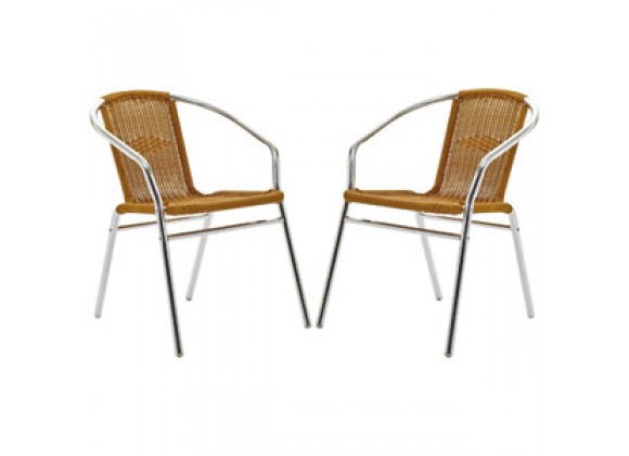 Modway Bistro Dining Chairs Set of 2 in Natural