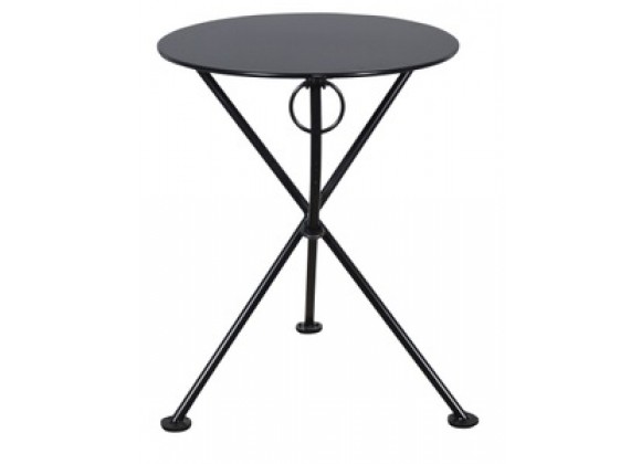 Furniture Designhouse French Cafe Bistro 24' Round Folding Table - Powder Coated Steel Top and Legs - Jet Black, Black Green