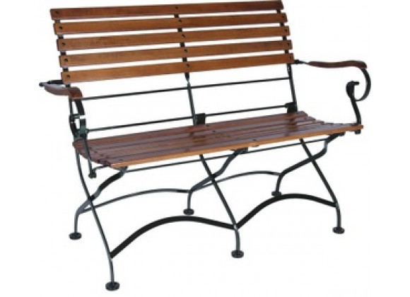 French Café Bistro 2-Seat Folding Bench with Arms