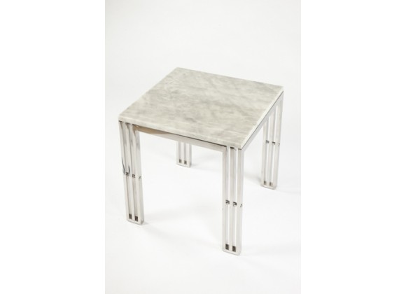 Stilnovo End Table With Carrara Marble and Stainless Steel Frame