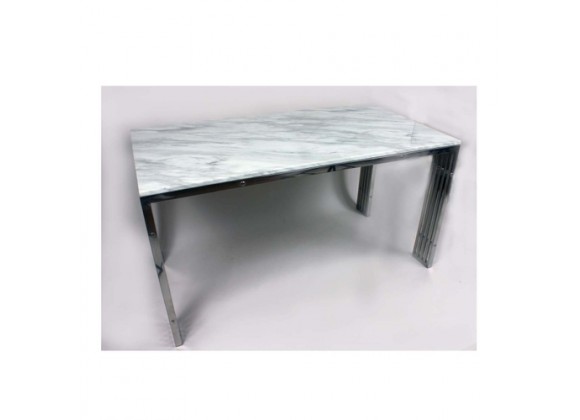 Stilnovo Dining Table With Carrara Marble and Stainless Steel Frame