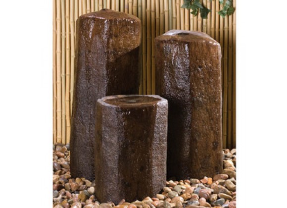 Fireside America Hargrove Outdoor 40 Inches Basalt Column Fountain Kit - Dark Brown