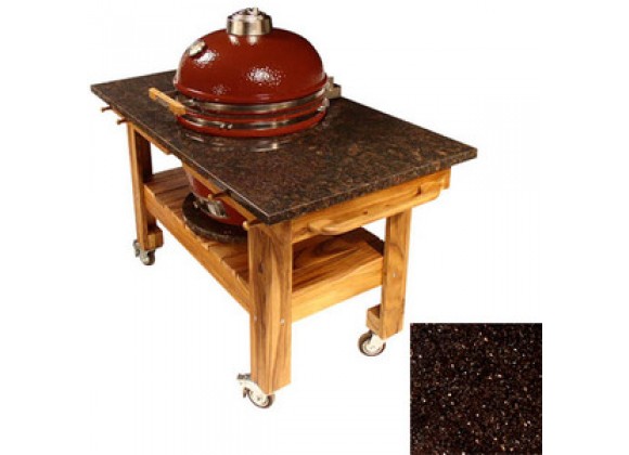 Fireside America Acacia Cart with Black Galaxy Granite Top and Riser