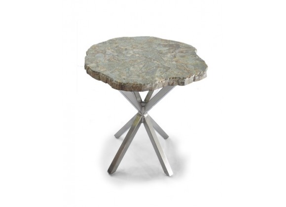 Stilnovo Good Form Malachite Stone Top with Star Shaped Steel Base in a Hand Rubbed Finish