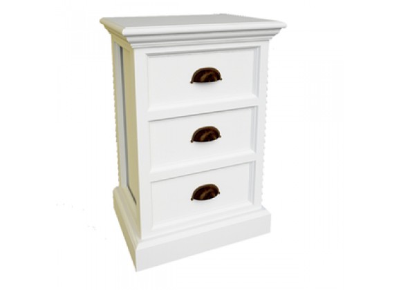 Nova Solo HALIFAX White Mahogany Nightstand with 3 Drawers