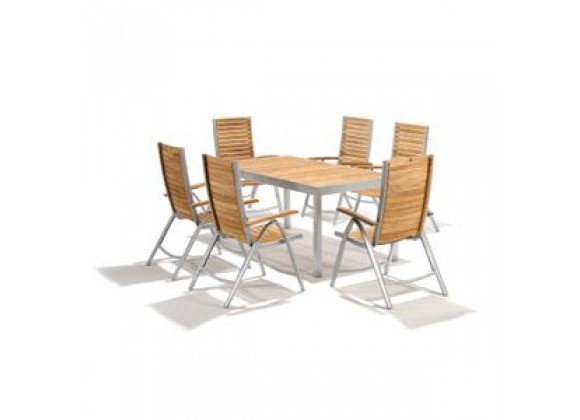 International Home Lazar Teak 7 Piece Rectangle Dining Table and Chair Set