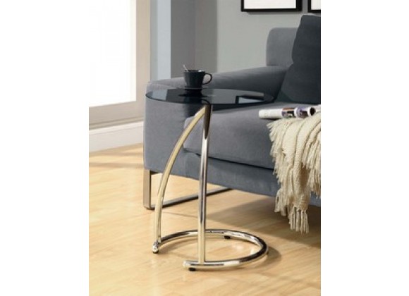 Monarch Specialties Chrome Metal Accent Table With Black Tempered Glass