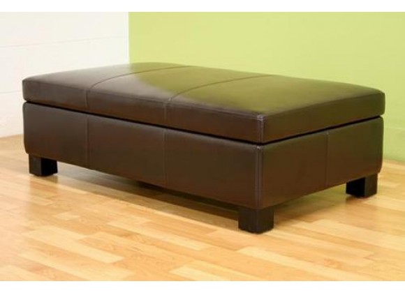 Baxton Studio Gallo Dark Brown Leather Storage Ottoman