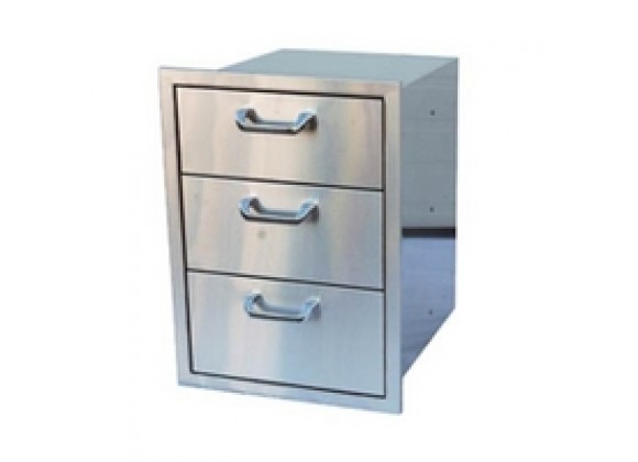 Outdoor Greatroom Company 3-Drawer Cabinet - Stainless Steel - Front Side View