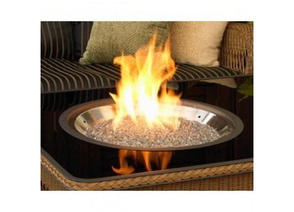 Outdoor Greatroom Company Crystal Fire Burner with Tempered Glass - Lit
