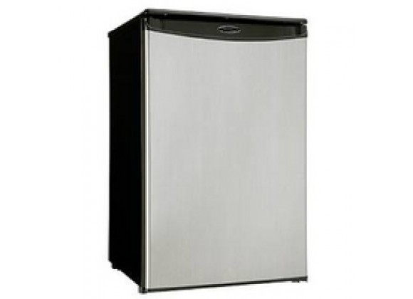 Outdoor Greatroom Company Darby Glass Shelve Stainless Steel Refrigerator - Front Side Angle