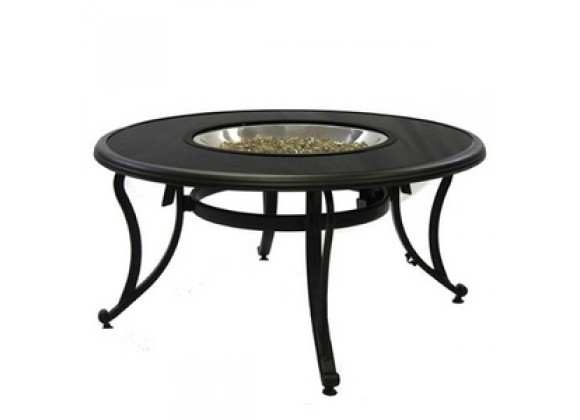 Outdoor Greatroom Company Black Glass - Fire Pit Table - Front Side Angle