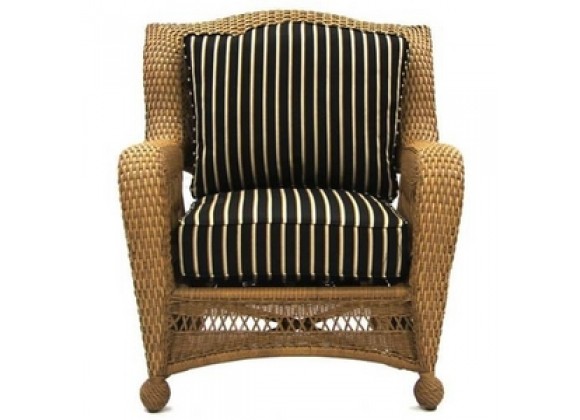 Outdoor Greatroom Company Kate's Collection All-Weather Wicker Stackable Chair w ith Harwood Onyx Cushions - Front Angle