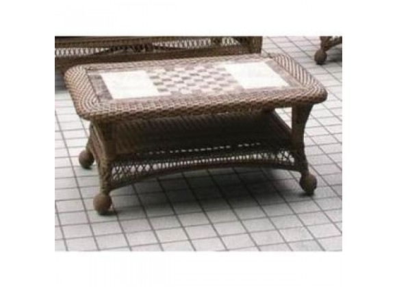 Outdoor Greatroom Company Naples Coffee Table w/Aldon-Sealed Smooth Stone Top - Lifestyle