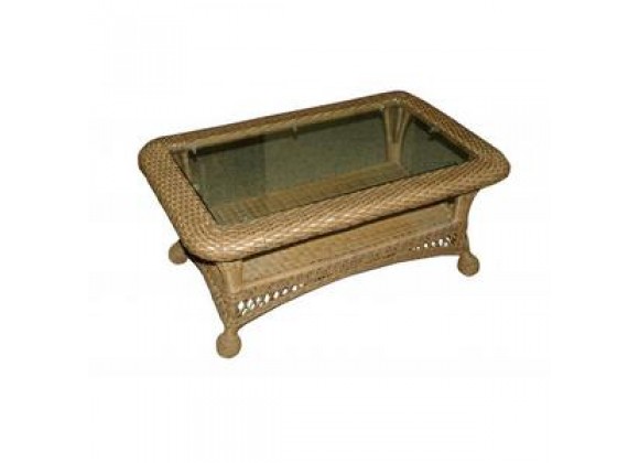 Outdoor Greatroom Company Coffee Table w/ Glass Top - Front Side Top Angle
