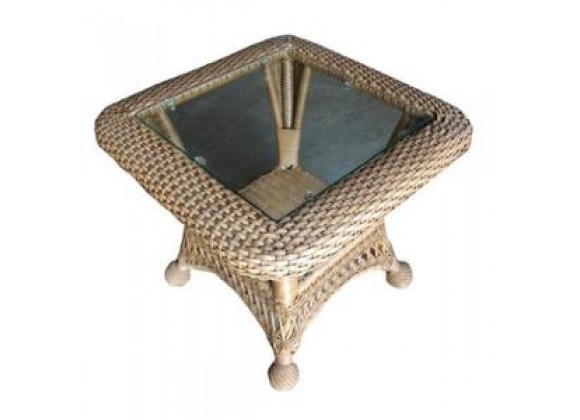 Outdoor Greatroom Company Wicker End Table w/Glass Top *Non Stackable (Default)Back Reset Delete Duplicate Save Save and Continue Edit - Front Side Angle