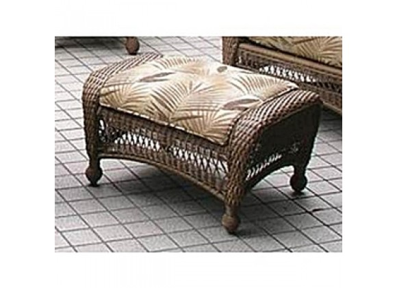 Outdoor Greatroom Company All-Weather Wicker Ottoman with 1 pc. Rave Cherry Cushion - Lifestyle