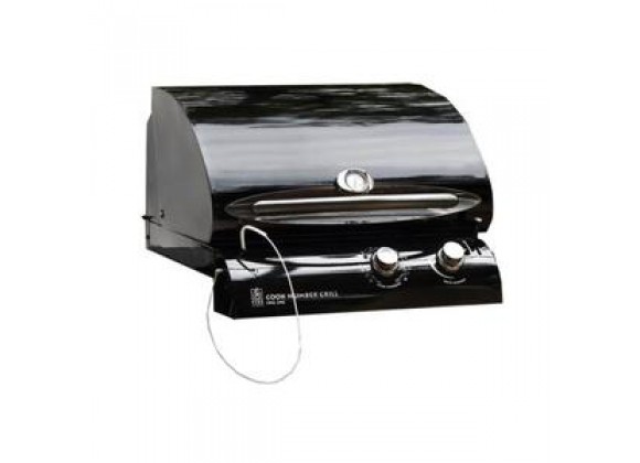 Outdoor Greatroom Company 24" Gas Grill Head in Black Porcelain with Installation Kit - Front Side Angle