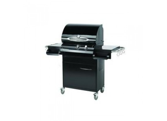 Outdoor Greatroom Company 24" Gas Grill with Cabinet in Black Porcelain - Front Side Angle