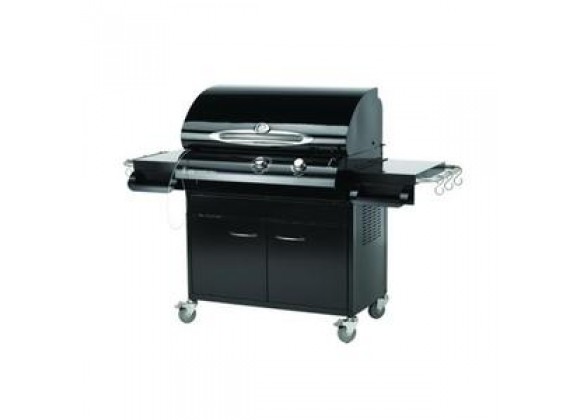 Outdoor Greatroom Company 36" Gas Grill with Cabinet in Black Porcelain - Front Side Angle