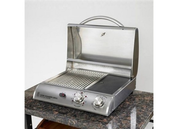 Outdoor Greatroom Company Cook Number Legacy 2 - Stainless Steel 20" Electric Convection Grill - Front Side Angle