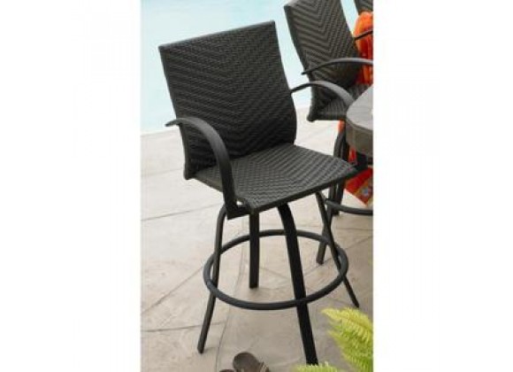 Outdoor Greatroom Company Leather Swivel Barstool - 2/Ctn - Front Side Angle
