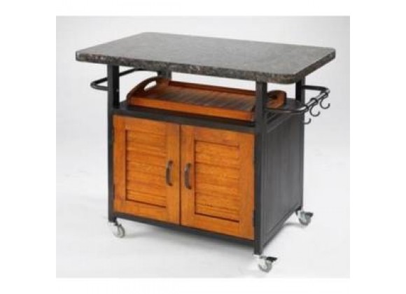 Outdoor Greatroom Company Bistro 36" Cabinet w/ British Granite Top & Wood Doors - Front Side Angle