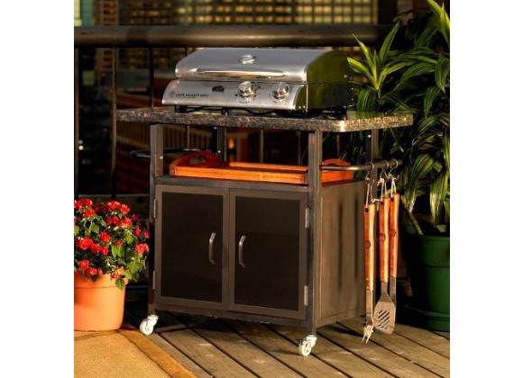 Outdoor Greatroom Company Bistro 36" Cabinet w/ British Granite Top & Black Glass Doors - Lifestyle