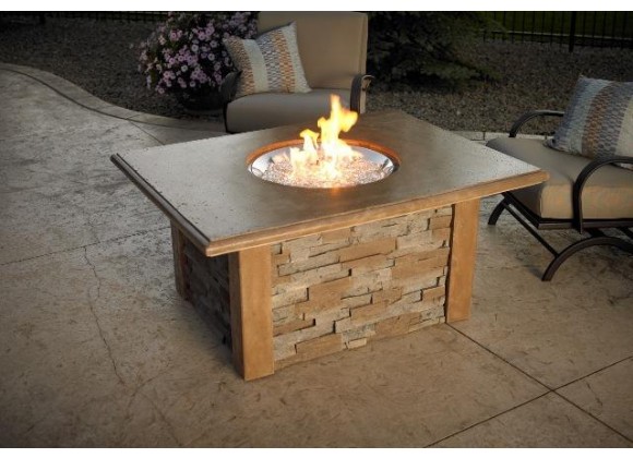 Outdoor Greatroom Company Sierra Fire Pit with Ledgestone and Supercast Top and CF-20-L - Lifestyle