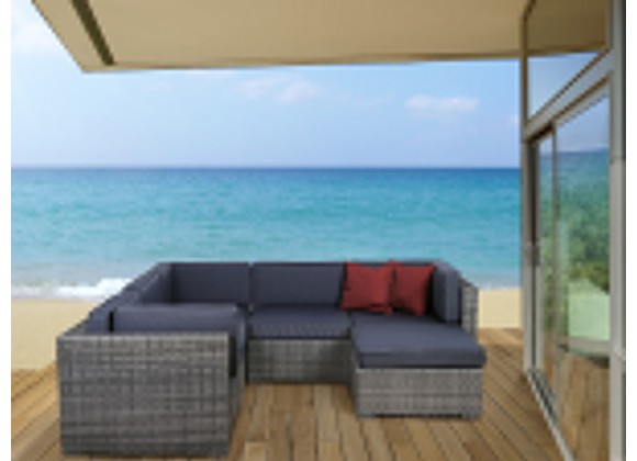 International Home Miami Atlantic Bellagio 6 pc Grey Wicker Seating Set with Cushions