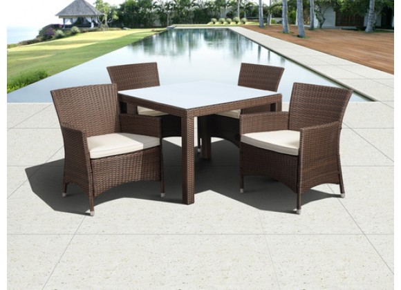 International Home Miami Atlantic Grand New Liberty Deluxe Square 5 Piece Patio Dining Set with Cushions