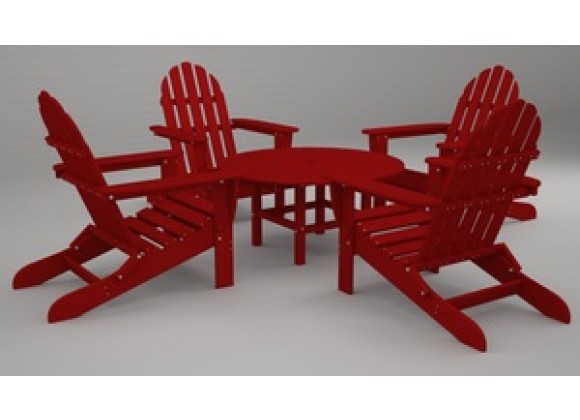 Poly-Wood Classic Adirondack 5-Pc. Conversation Group in Sunset Red