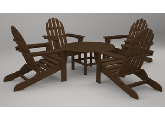 Poly-Wood Classic Adirondack 5-Pc. Conversation Group in Teak
