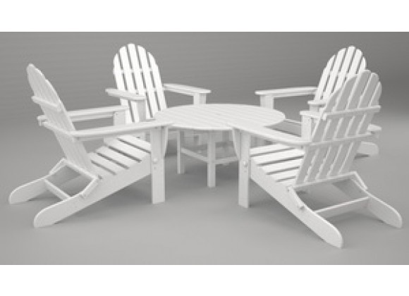 Poly-Wood Classic Adirondack 5-Pc. Conversation Group in White