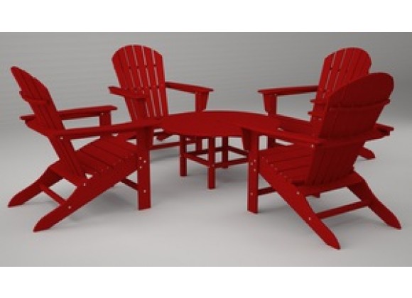 Poly-Wood South Beach Adirondack 5-Pc. Conversation Group in Sunset Red