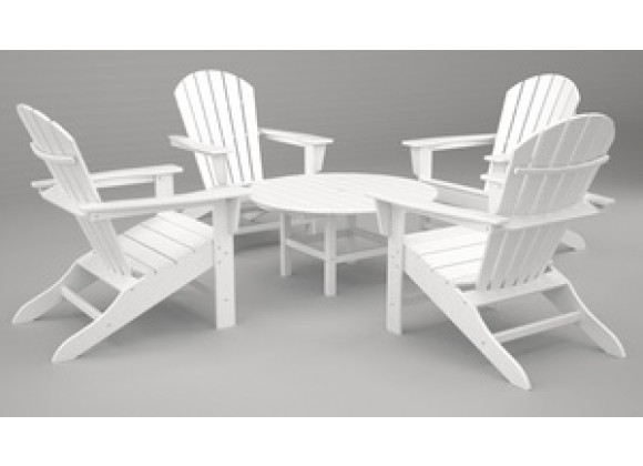 Poly-Wood South Beach Adirondack 5-Pc. Conversation Group in White