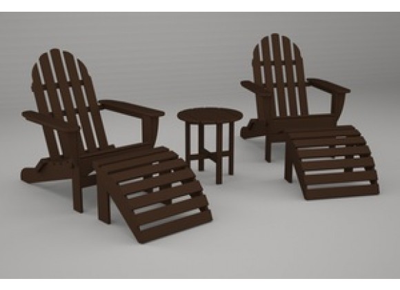 Poly-Wood Classic Adirondack 5-Pc. Casual Set in Mahogany