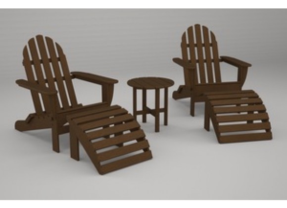 Poly-Wood Classic Adirondack 5-Pc. Casual Set in Teak