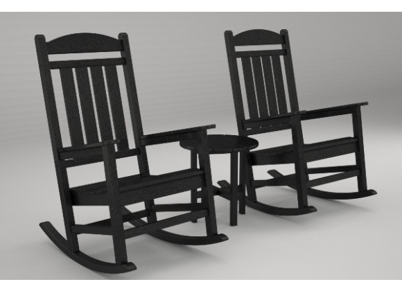 Poly Wood Presidential 3 Pc. Rocker Set in Black Home Furniture and Patio