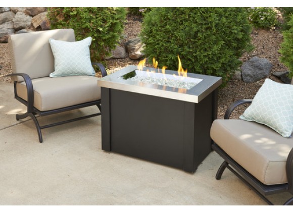 Outdoor Greatroom Company Providence Stainless Steel Crystal Fire Pit Table - Lifestyle
