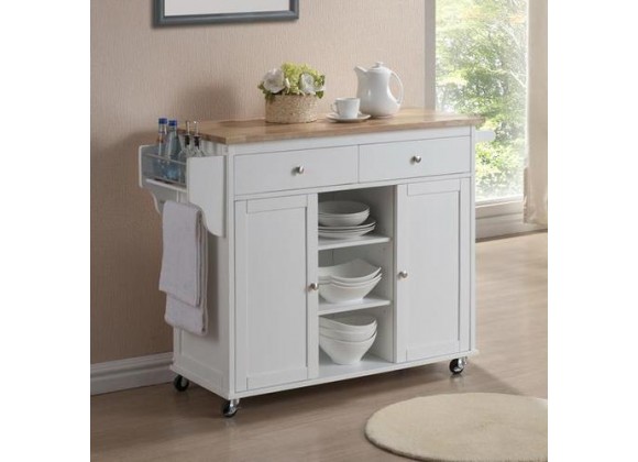 Baxton Studio Meryland White Modern Kitchen Island Cart