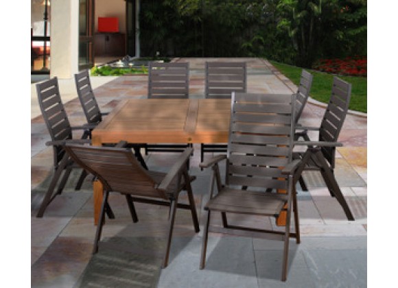 International Home Miami Amazonia Teak Tucson 9 pc Teak Square Dining Set