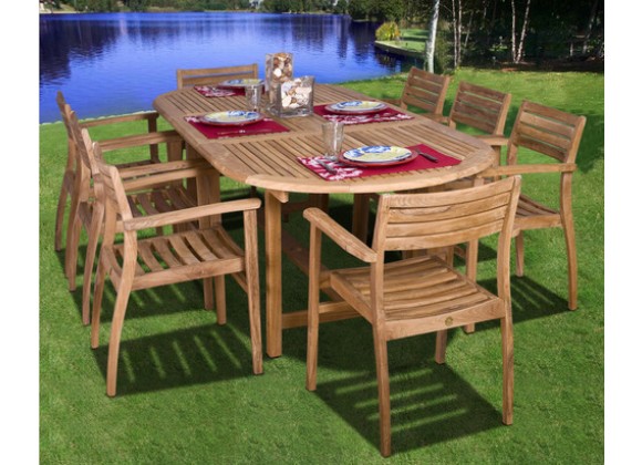 International Home Miami Amazonia Teak Coventry 9 pc Teak Dining Set Home Furniture and Patio