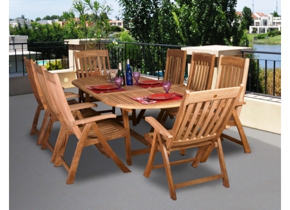 International Home Miami Amazonia Teak Belfast 9-pc Teak Dining Set