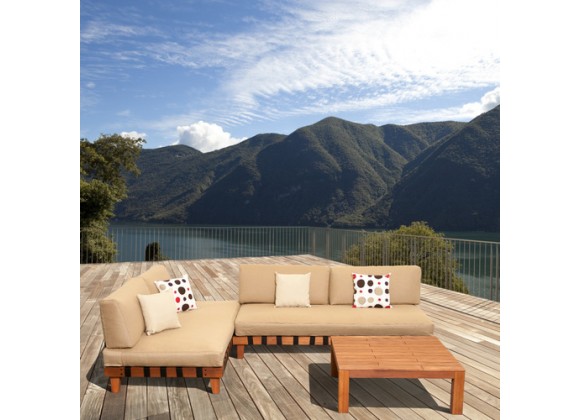International Home Miami Amazonia Langkawi 3 Piece Eucalyptus Patio Seating Set with Inflatable Cushions